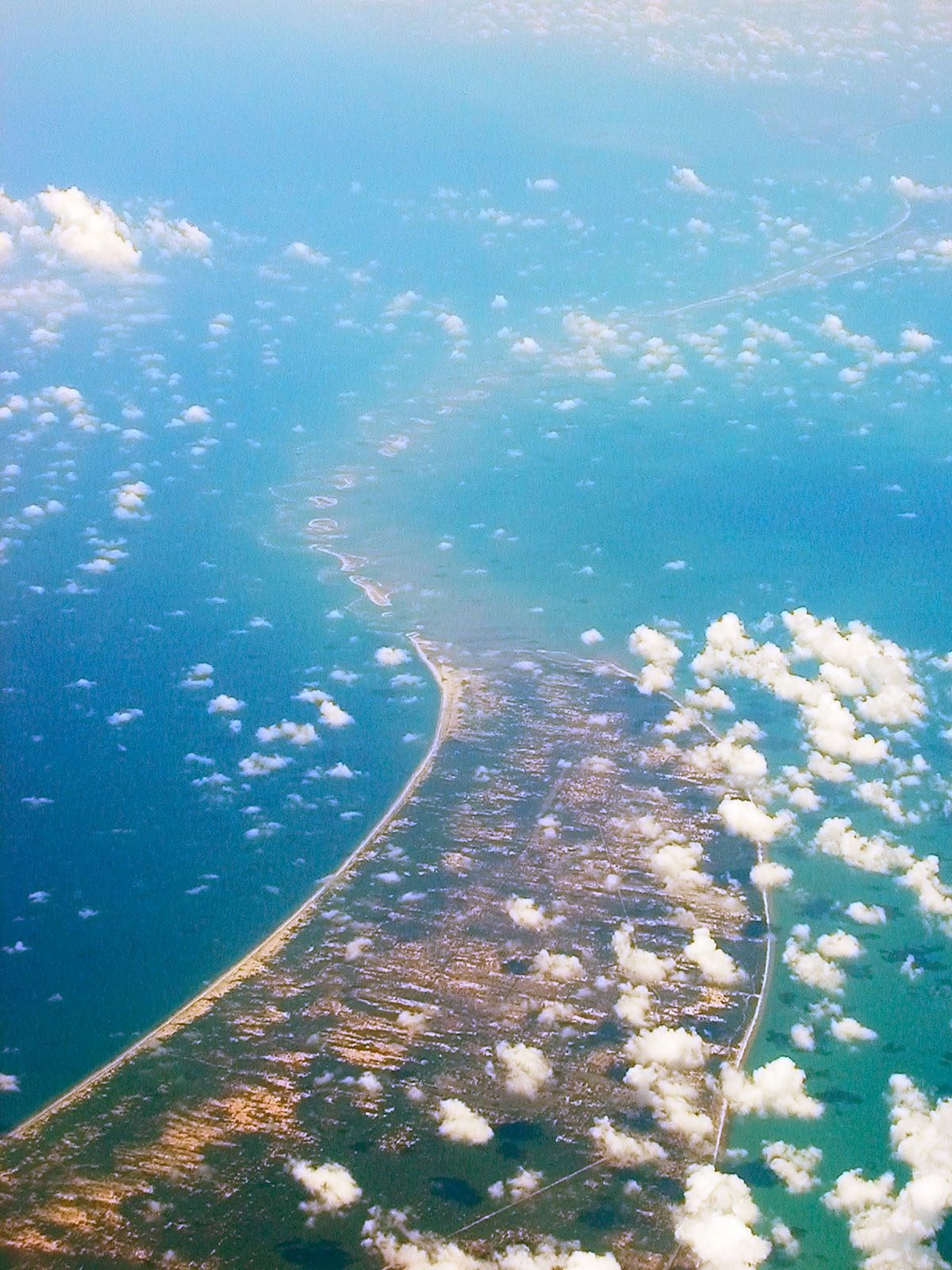 Aerial view of the sandbanks of Adam’s Bridge