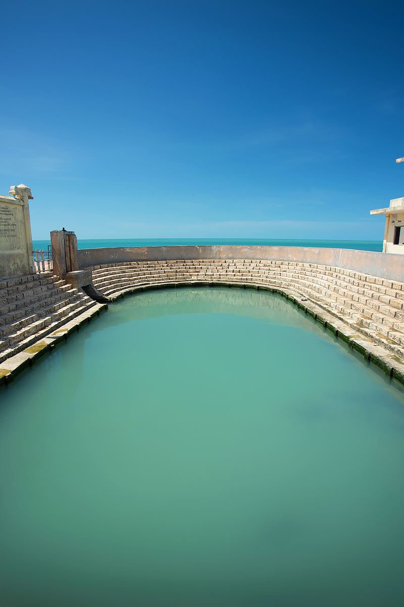 The freshwater bathing tank at Keerimalai beside the sea