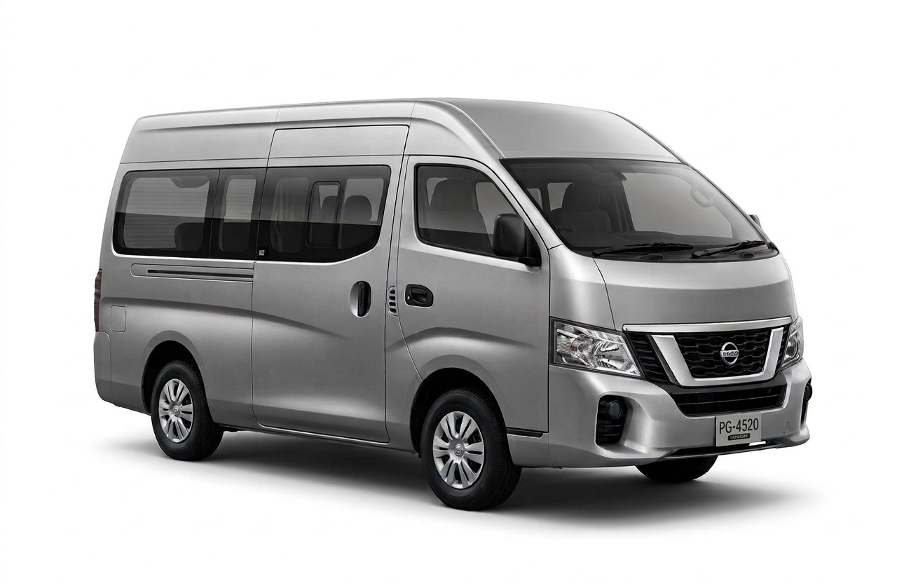 Silver Nissan NV350 Caravan Highroof, registration PG-4520